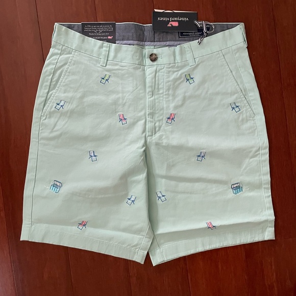 NWT VINEYARD VINES 9 INCH EMBROIDERED STRETCH BREAKER SHORTS Crystal Blue 32 - Picture 2 of 3